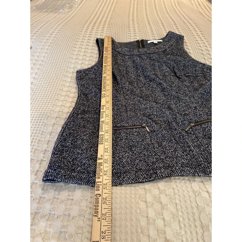 Cabi Women’s‎ Vest Tweed Type Fabric Sz Large Black White Pockets Business Wear